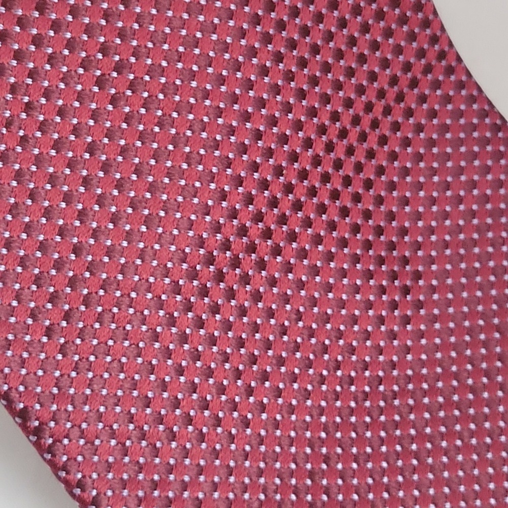 Nordstrom Tie Mens 100% Silk Red Dots Woven Necktie Made In USA